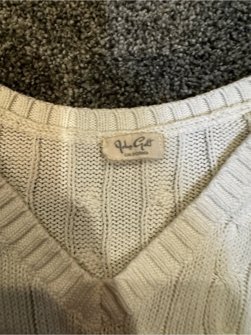 John Galt v neck cropped white sweater